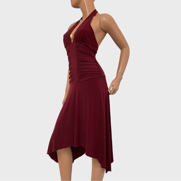 Fairygrunge Vintage Women’s Sz.M Burgundy Halter Dress High-Low ~Y2K Party Glam - Picture 4 of 11